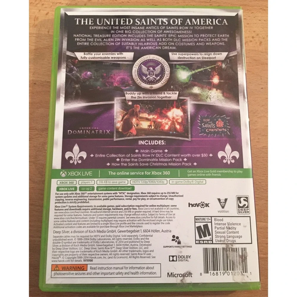 Saints Row IV National Treasure Edition Xbox 360 Complete with DLC Packs 2-Disc